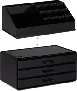 Relaxdays Make-up Organizer - Sieradendoosje - Cosmetica - Zwart
