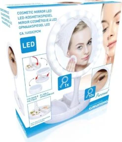 Grundig Opmaakspiegel - LED-verlichting - Opbergruimte Sieraden - Gewone En Vergrotende Spiegel - Wit -Bekend Cosmetica Winkel 1030x1200 5
