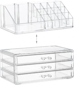 Relaxdays Make-up Organizer Klein - Stapelbaar - Sieradendoosje - Cosmetica - Opbergbox - Doorzichtig -Bekend Cosmetica Winkel 1044x1200 3