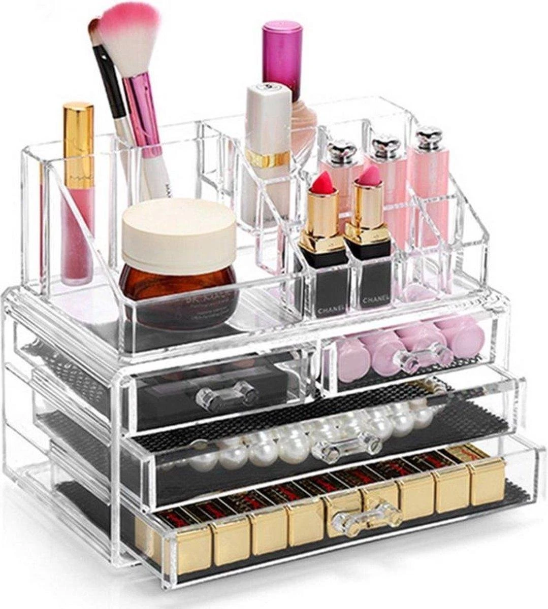 Merkloos Make-up Organizer - Tweedelig - Cosmetica Opbergdoos 3 Merkloos Make-up Organizer - Tweedelig - Cosmetica Opbergdoos