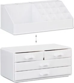 A&K 2in1 Make-up Organizer - 4 Lades Cosmetica Opbergdoos - Kaptafel - Wit -Bekend Cosmetica Winkel 1083x1200 8
