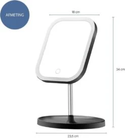 LYVION Make-up Spiegel Op Standaard Met LED / Met 3 Lichtkleuren / Make-up Spiegel / Make-up Standaard / Werkt Op 4 AAA-batterijen Of Micro USB Kabel / Touch - Zwart -Bekend Cosmetica Winkel 1086x1200 5