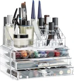 Relaxdays Make-up Organizer Klein - Stapelbaar - Sieradendoosje - Cosmetica - Opbergbox - Doorzichtig -Bekend Cosmetica Winkel 1095x1200 6