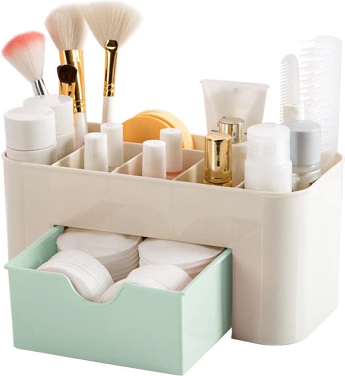 IBright Make-Up Organizer Met Lade - Cosmetica Opbergdoos - Bureau Organizer - Groen 3 IBright Make-Up Organizer Met Lade - Cosmetica Opbergdoos - Bureau Organizer - Groen