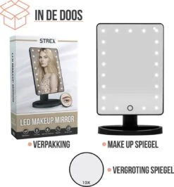 Strex Make Up Spiegel Met LED Verlichting - 3 Verlichtingsmodus - 1/10x Vergroting - 360° Verstelbaar -Bekend Cosmetica Winkel 1116x1200 5