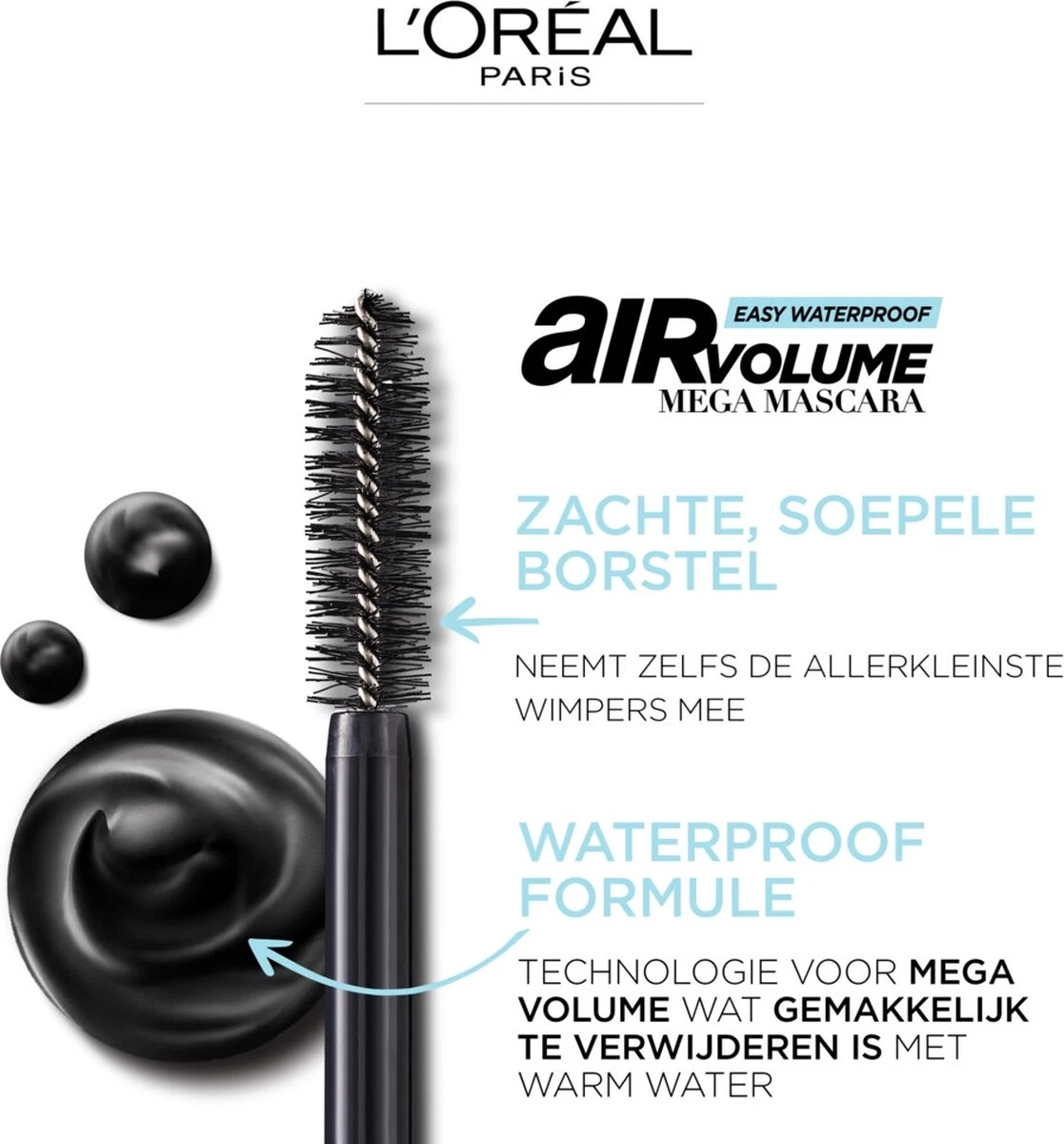 L’Oréal Paris Air Mega Volume Mascara - 01 Black Waterproof - Mega Volume Mascara - 9.4 Ml 6 L’Oréal Paris Air Mega Volume Mascara - 01 Black Waterproof - Mega Volume Mascara - 9.4 Ml - Afbeelding 4
