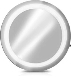 Navaris LED Make-up Spiegel - Vergrotende Cosmeticaspiegel - 360° Draaibaar - 5x Vergroting - Met Zuignap - Badkamerspiegel - Reisspiegel - Zilver -Bekend Cosmetica Winkel 1129x1200 9