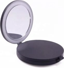 UNIQ Drievoudige Compacte Reisspiegel Met LED (vergroting 5x En 10x) - Make Up Spiegel Met Verlichting - Zwart -Bekend Cosmetica Winkel 1130x1200 5