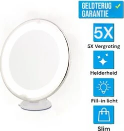 Merkloos Make-Up Spiegel - 5X Vergroting - LED Licht - Make Up Spiegel Met Verlichting - Vergrootspiegel Met Zuignap -Bekend Cosmetica Winkel 1136x1200 2