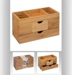Sieraden/make-up Organizer Met 3 Vakken En 2 Lades 24 X 14,5 Cm Van Bamboe - Sieradenkastje - Make-upkastje - Organizers -Bekend Cosmetica Winkel 1144x1200 5