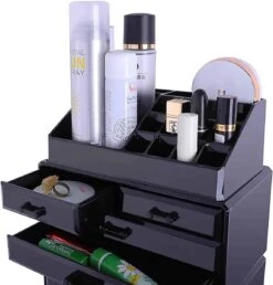 Confibel XXL Acryl Make-up Cosmetica Organizer - Verstelbare Lades - Sieraden/Make-up/Cosmetica Organizer - 11 Compartimenten - Zwart -Bekend Cosmetica Winkel 1150x1200 10