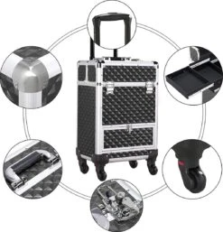 Monkey's Aluminium Kapperskoffer - Zwart - Beauty Case - Cosmeticakoffer - Make-upkoffer - Trolley - 360 Graden Wielen - 34 X 24 X 55.5 Cm 14 Monkey's Aluminium Kapperskoffer - Zwart - Beauty Case - Cosmeticakoffer - Make-upkoffer - Trolley - 360 Graden Wielen - 34 X 24 X 55.5 Cm -Bekend Cosmetica Winkel 1155x1200 5