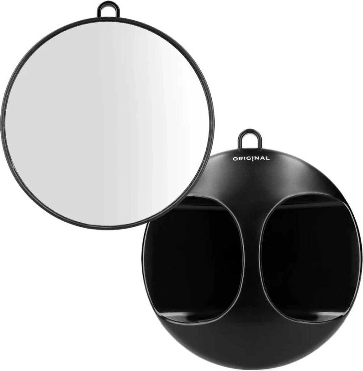 Femas Handspiegel - Hand Mirror - Kappersspiegel - 29 Cm Rond - Zwart