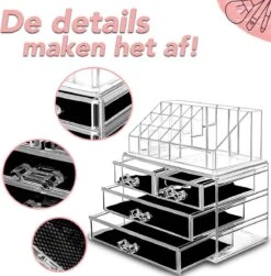 AWEMOZ Make-Up Organizer - Beauty Organizer Voor Make Up - Opbergbox - Opbergdoos Cosmetica - Sieradendoos - 20 Opbergvakken - Nagellak - Lippenstift - Transparant - Cadeau Voor Vrouw -Bekend Cosmetica Winkel 1180x1200 7