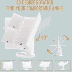 UNIQ Trifold Make Up Spiegel Met LED Verlichting En 2 Vergrootspiegels - Staande Spiegel - 21 LED-lampjes - Op Batterijen En USB (kabel Incl) - Wit -Bekend Cosmetica Winkel 1186x1200 10