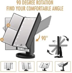 UNIQ Trifold Make Up Spiegel Met LED Verlichting En 2 Vergrootspiegels - Staande Spiegel - 21 LED-lampjes - Op Batterijen En USB (kabel Incl) - Zwart 13 UNIQ Trifold Make Up Spiegel Met LED Verlichting En 2 Vergrootspiegels - Staande Spiegel - 21 LED-lampjes - Op Batterijen En USB (kabel Incl) - Zwart -Bekend Cosmetica Winkel 1187x1200 14