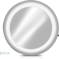 Navaris LED Make-up Spiegel - Vergrotende Cosmeticaspiegel - 360° Draaibaar - 5x Vergroting - Met Zuignap - Badkamerspiegel - Reisspiegel - Zilver -Bekend Cosmetica Winkel 1191x1200 29