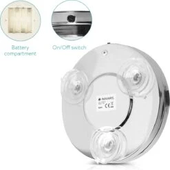 Navaris LED Make-up Spiegel - Vergrotende Cosmeticaspiegel - 360° Draaibaar - 5x Vergroting - Met Zuignap - Badkamerspiegel - Reisspiegel - Zilver -Bekend Cosmetica Winkel 1196x1200 32