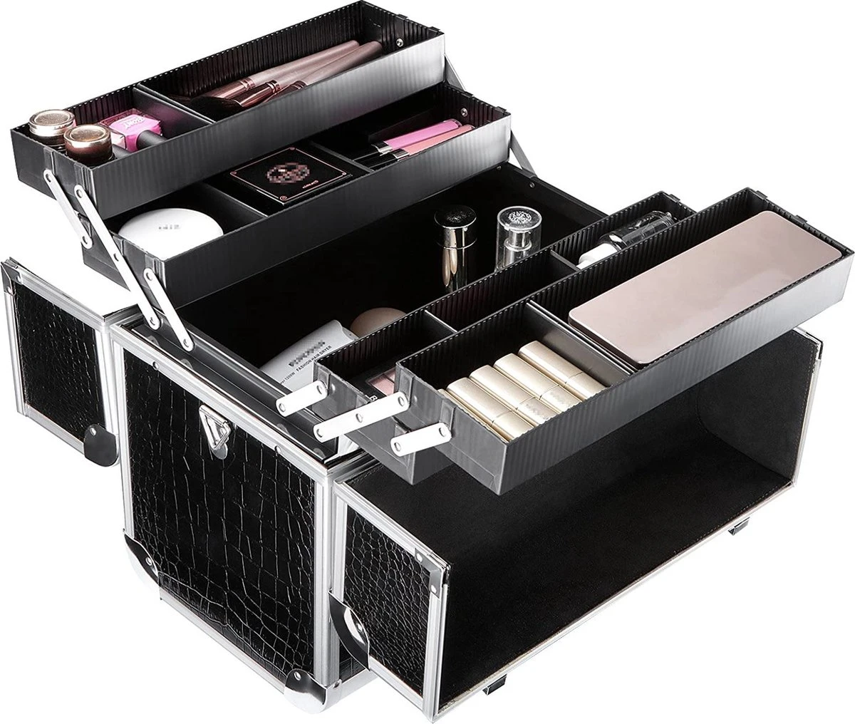 A.T. Shop Cosmeticakoffer, Make-up Koffer, Beauty Case, Bewaren Van Make-up, Nagellak. Zwart 5 A.T. Shop Cosmeticakoffer, Make-up Koffer, Beauty Case, Bewaren Van Make-up, Nagellak. Zwart - Afbeelding 3