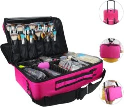 Cosmetica Koffer - Make-up Koffer Met Verstelbare Vakken - Visagie En Nagelstyliste Beauty Koffer - 37x27x13CM - Roze -Bekend Cosmetica Winkel 1200x1034 2