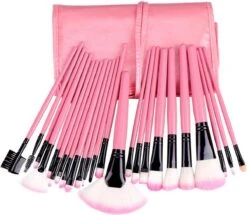 Merkloos Make-up Kwasten | Make-up Geschenksets | Oogschaduw Borstel | Contourborstel | Wenkbrauw Borstel | Oogpotlood | 24-delig | Met Etui | Roze | Able & Borret -Bekend Cosmetica Winkel 1200x1046