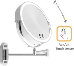 360° Draaibaar LED Scheerspiegel Met 5X Vergroting - 3 Lichtstanden - Dimstanden - Badkamerspiegel Met Natuurlijk Licht - Make-up Spiegel - Draadloos - Werkt Op Batterijen -Bekend Cosmetica Winkel 1200x1067 5