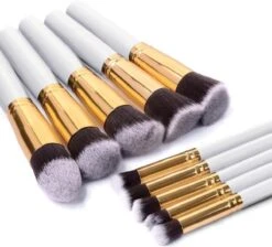 Evvie Set Van 10 Make-up Kwasten Kabuki - Wit-Goud -Bekend Cosmetica Winkel 1200x1087 4