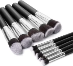 Evvie Set Van 10 Make-up Kwasten Kabuki - Zwart-Zilver -Bekend Cosmetica Winkel 1200x1088 4