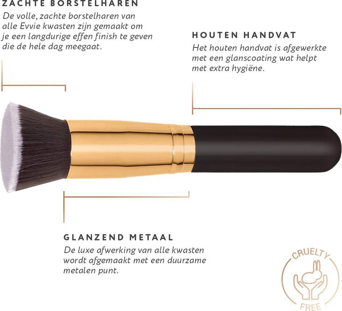 Evvie Set Van 10 Make-up Kwasten Kabuki In Etui Marble - Zwart-Goud 12 Evvie Set Van 10 Make-up Kwasten Kabuki In Etui Marble - Zwart-Goud - Afbeelding 10