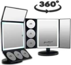 GROTE, Drieluik LED Make-up Spiegel Touch Knop En Dimmer 1, 3, 5 En 10 Maal Vergroting Inclusief Usb Kabel, Spiegels -Bekend Cosmetica Winkel 1200x1096 5