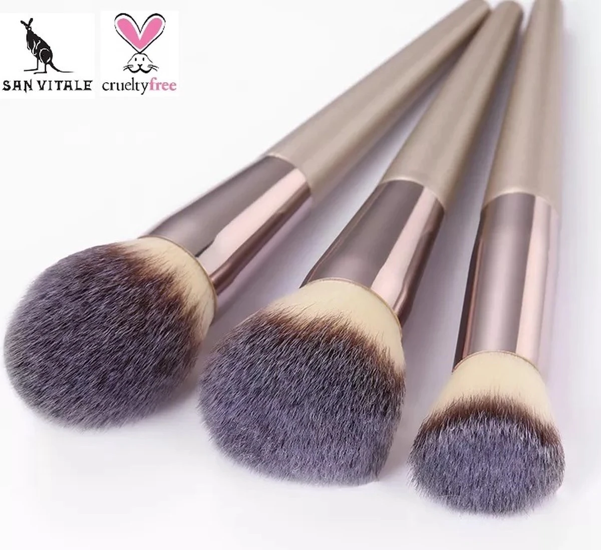 San Vitale® - Luxe Professionele Make Up Kwasten Set - Make Up Brush - Vegan Penselen - Inclusief Pouch - Make Up Pouch Met 10-delig Penselen Set - Champagne/goud 12 San Vitale® - Luxe Professionele Make Up Kwasten Set - Make Up Brush - Vegan Penselen - Inclusief Pouch - Make Up Pouch Met 10-delig Penselen Set - Champagne/goud - Afbeelding 10