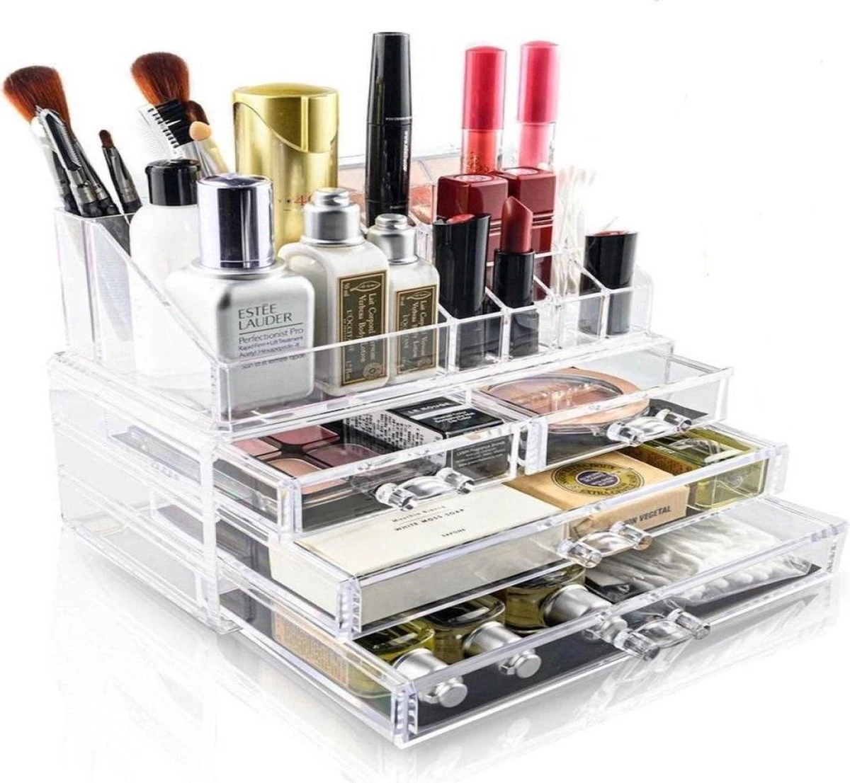 Merkloos Make-up Organizer - Tweedelig - Cosmetica Opbergdoos 5 Merkloos Make-up Organizer - Tweedelig - Cosmetica Opbergdoos - Afbeelding 3