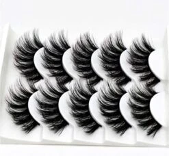 Merkloos 5 Paar - 3D Mink Wimpers - 25mm Pluizige Zachte Eyelashes - Volle Volume Wimpers - Dikke Lange Valse Wimpers - Herbruikbaar - Zwart -Bekend Cosmetica Winkel 1200x1110