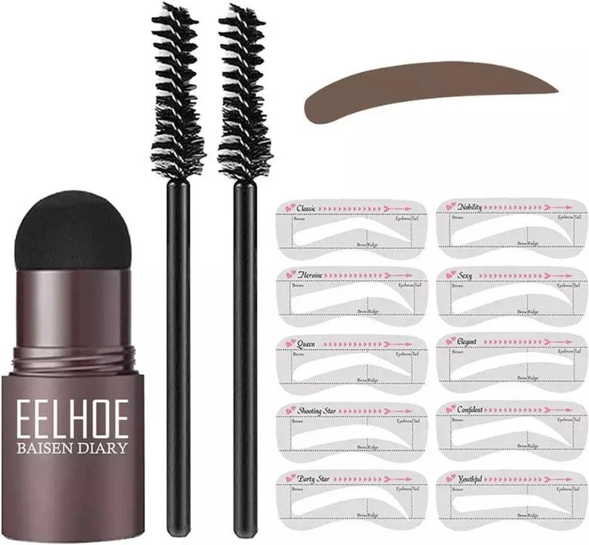 Wenkbrauw Stempel- Poeder - Herbruikbaar - Donker Bruin - Wenkbrauwstempel- Inclusief Sjablonen - Natuurlijke Kleur- Vegan | Eyebrow Powder | Cadeau Voor Haar 3 Wenkbrauw Stempel- Poeder - Herbruikbaar - Donker Bruin - Wenkbrauwstempel- Inclusief Sjablonen - Natuurlijke Kleur- Vegan | Eyebrow Powder | Cadeau Voor Haar