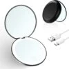 Led-verlichte Oplaadbare Compacte Make-up Spiegel Rond |1 X 2 X Vergroting | Make-upspiegel | Zakspiegel | Handspiegel | Reisspiegel | Dimbaar|als Cadeau | USB-lader | Rond | Zwart -Bekend Cosmetica Winkel 1200x1148 12