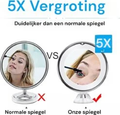 Merkloos Make-Up Spiegel - 5X Vergroting - LED Licht - Make Up Spiegel Met Verlichting - Vergrootspiegel Met Zuignap -Bekend Cosmetica Winkel 1200x1148 9