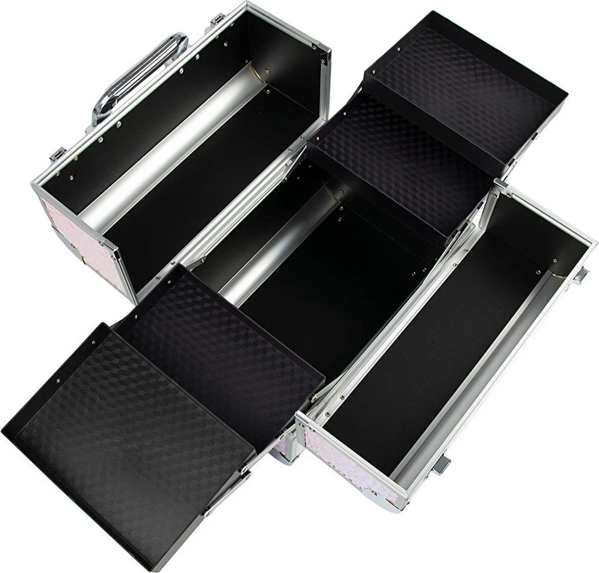 Aluminium Koffer Rosé Gold Met Opbergvakken 4 Aluminium Koffer Rosé Gold Met Opbergvakken - Afbeelding 2