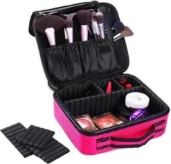 Cosmetica Koffer - Make-up Koffer Met Verstelbare Vakken - Visagie En Nagelstyliste Beauty Koffer - 26x23x9CM - Roze -Bekend Cosmetica Winkel 1200x1153 9