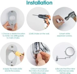 Auxmir Cosmetische Spiegel Met 1X / 10X Vergroting LED Verlichting, Dimbare Make-up Spiegel Met Touch Schakelaar USB Oplaadbare, Scheerspiegel 360 ° Draaibare Muurbeugel Voor Badkamer, Spa En Hotel -Bekend Cosmetica Winkel 1200x1155 19