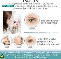 5 Inch, 20X Vergrootspiegel, Tweezijdige Spiegel, 20X/1X Vergroting, Opvouwbare Make-upspiegel Met Handheld/standaard, Gebruik Voor Make-up Toepassing, Pincet En Mee-eter/onzuiverheid Verwijdering -Bekend Cosmetica Winkel 1200x1160 3