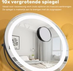 Great's® Make Up Spiegel Met LED Verlichting - ⌀ 40cm - Visagie Spiegel Rond - Extra Close Up Spiegeltje 10x - Zwart -Bekend Cosmetica Winkel 1200x1162 8