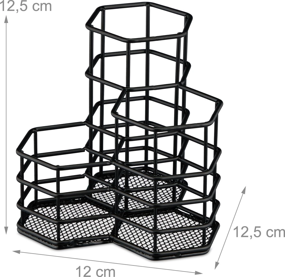 Relaxdays Make-up Kwastenhouder 3 Vakken - Pennenbakje Metaal - Pennenhouder - Cosmetica - Zwart 9 Relaxdays Make-up Kwastenhouder 3 Vakken - Pennenbakje Metaal - Pennenhouder - Cosmetica - Zwart - Afbeelding 7