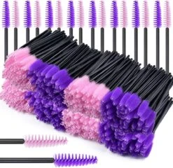 Vardaan Wegwerp Wimper & Wenkbrauw Borstels - Mascara Borsteltjes - Paarse & Roze Borsteltjes Voor Makeup - Mascara Borstel - 50 Stuks