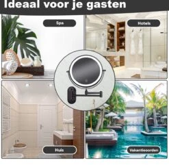 Make Up - Spiegel - Led Verlichting - 10X Vergroting - 3 Lichtstanden - Wandspiegel Rond - Badkamer - Mat Zwart - Draadloos -Bekend Cosmetica Winkel 1200x1170 61
