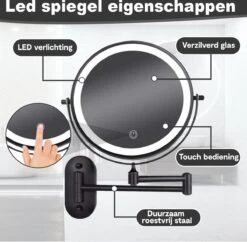 Make Up - Spiegel - Led Verlichting - 10X Vergroting - 3 Lichtstanden - Wandspiegel Rond - Badkamer - Mat Zwart - Draadloos -Bekend Cosmetica Winkel 1200x1178 11