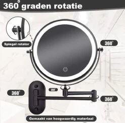 Make Up - Spiegel - Led Verlichting - 10X Vergroting - 3 Lichtstanden - Wandspiegel Rond - Badkamer - Mat Zwart - Draadloos -Bekend Cosmetica Winkel 1200x1180 18