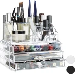 Relaxdays Make-up Organizer Klein - Stapelbaar - Sieradendoosje - Cosmetica - Opbergbox - Doorzichtig -Bekend Cosmetica Winkel 1200x1185 20