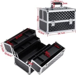 Make-upkoffer, Kapperskoffer, Cosmeticakoffer, Lege Nagelkoffer, Multikoffer, Afsluitbaar Voor Nageldesign/massageolie/fotoapparatuur, 34,7 X 22,2 X 25 Cm HMTM-YAHEE-411176 -Bekend Cosmetica Winkel 1200x1185 23