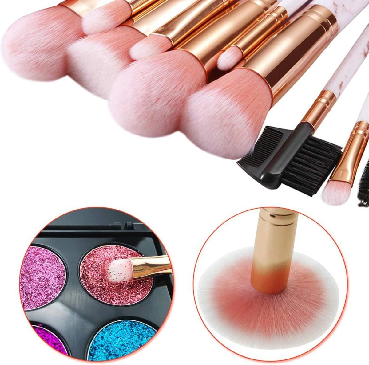 Makeup Kwasten - Makeup Set - Makeup Geschenksets - 16delig - Roze - Able & Borret 6 Makeup Kwasten - Makeup Set - Makeup Geschenksets - 16delig - Roze - Able & Borret - Afbeelding 4