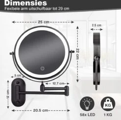 Make Up - Spiegel - Led Verlichting - 10X Vergroting - 3 Lichtstanden - Wandspiegel Rond - Badkamer - Mat Zwart - Draadloos -Bekend Cosmetica Winkel 1200x1188 20